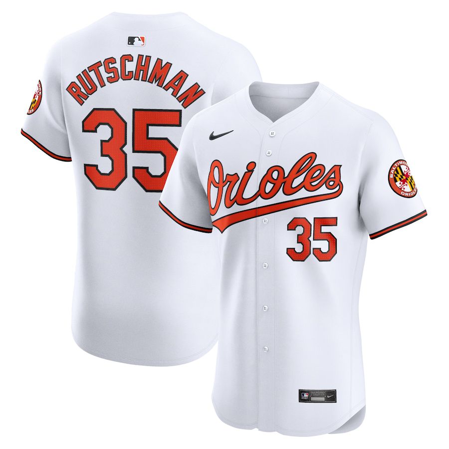 Men Baltimore Orioles #35 Adley Rutschman Nike White Home Elite MLB Jersey